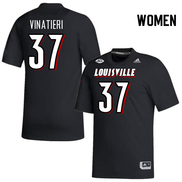 Women #37 A.J. Vinatieri Louisville Cardinals College Football Jerseys Stitched-Black